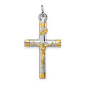 Million Charms 925 Sterling Silver Rh-Plated & 18k Gold-plated Crucifix Pendant